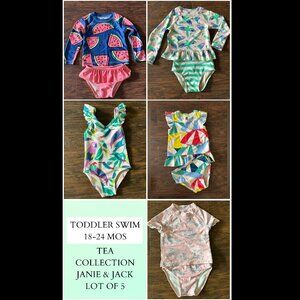 Lot of 5 Toddler Girl Swimsuits 18-24 mo: Tea Collection/ Janie & Jack